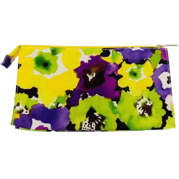 Clinique Cosmetic Make-up Toiletries Travel Pouch Case Zip Bag Retro Floral 3 pc - Picture 8 of 16
